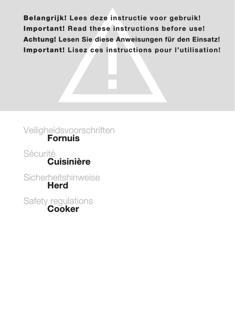 Page 1 de la notice Instructions de sécurité Atag FG1093LANL