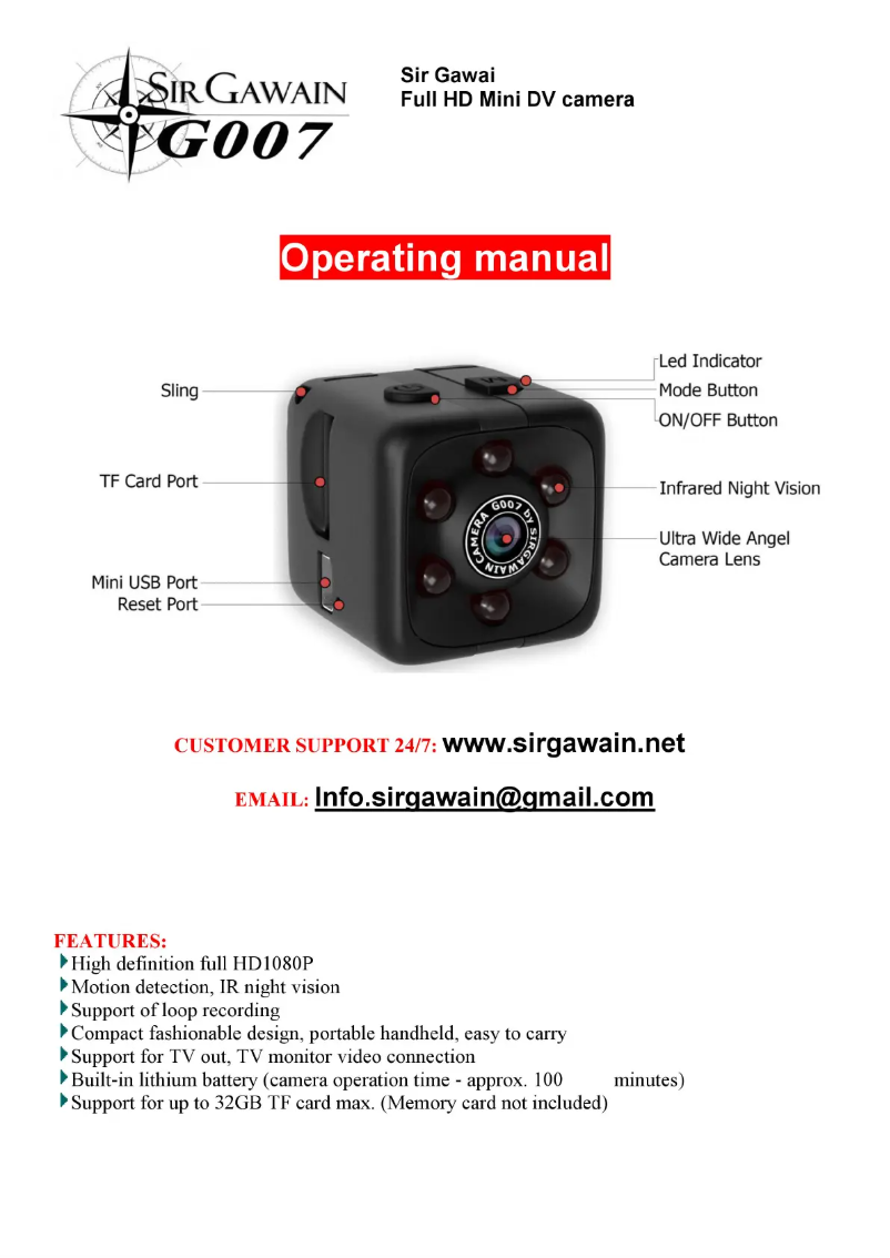Page 1 de la notice Manuel utilisateur Sir Gawain G007