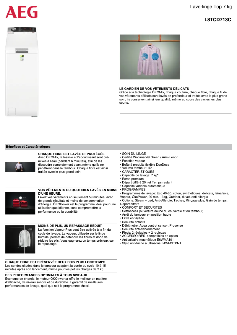 Image de la première page du manuel de l'appareil L8TCD713C