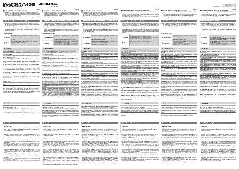 Page 1 de la notice Manuel utilisateur Alpine CVA-1005R