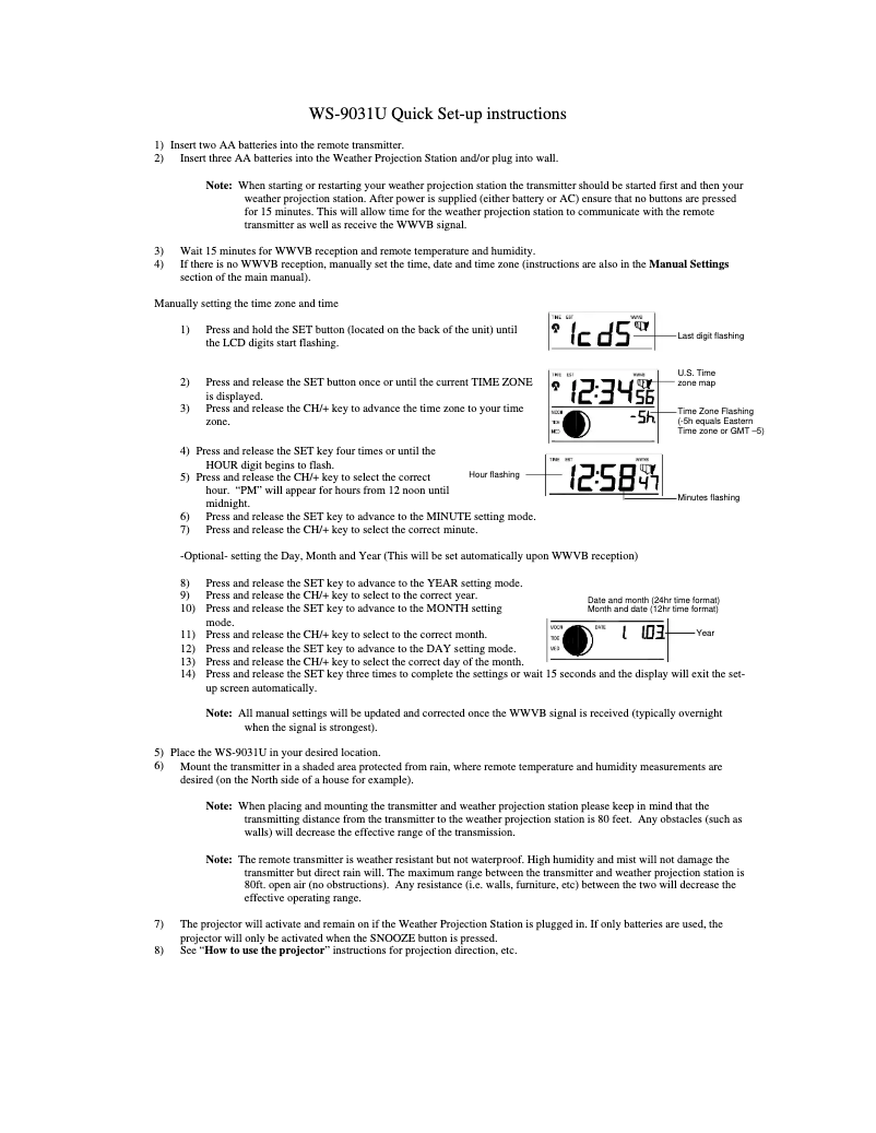 Page n°1 - Guide de démarrage rapide La Crosse Technology WS-9032U