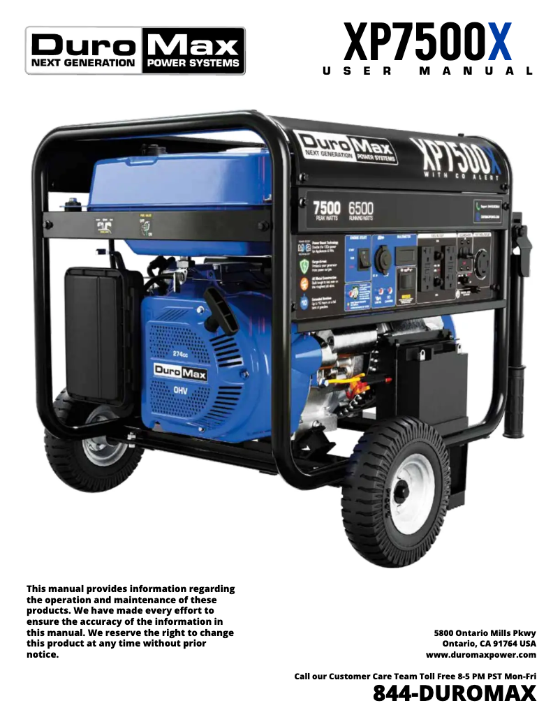 Página 1 del manual Manual de usuario DuroMax XP7500X