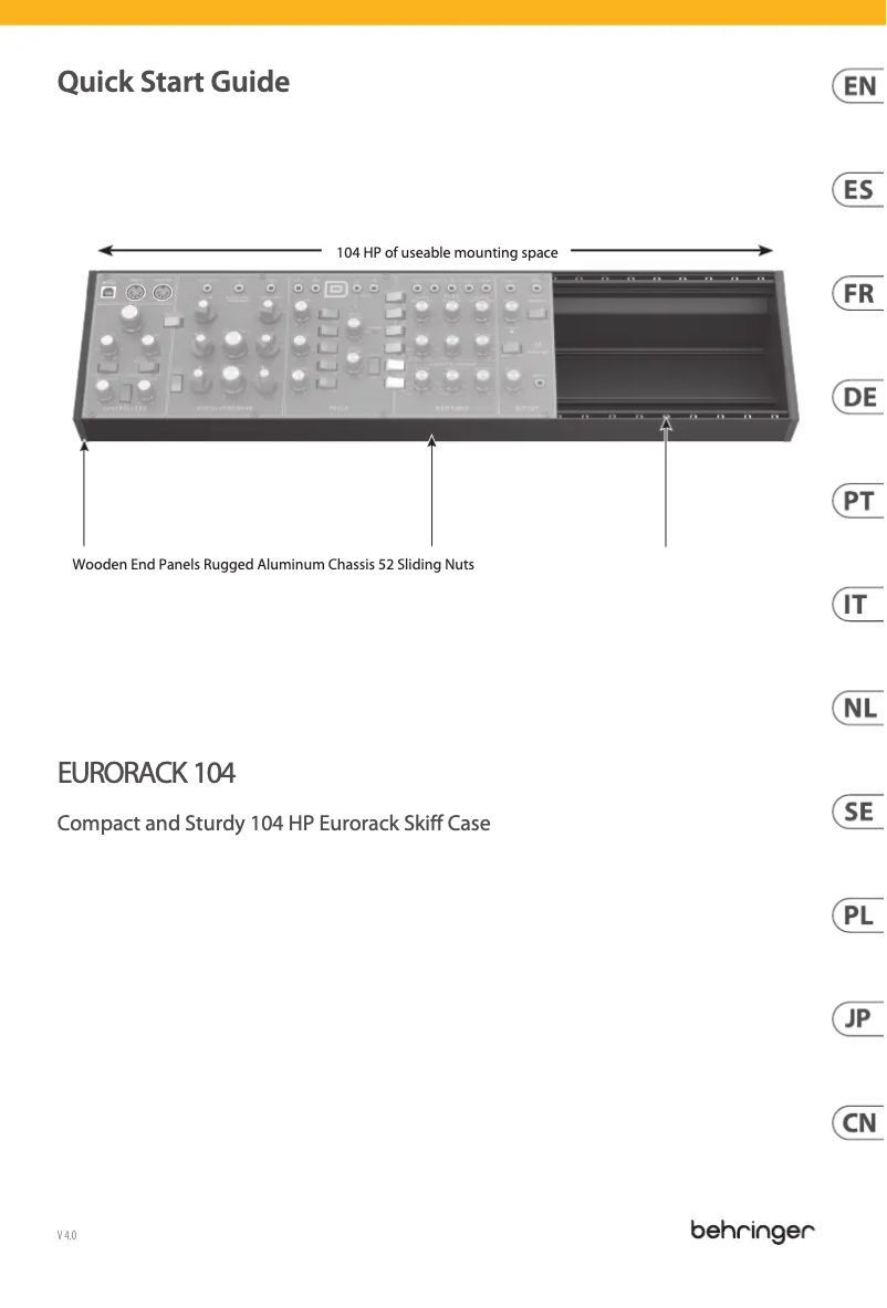Page 1 de la notice Guide de démarrage rapide Behringer Eurorack 104