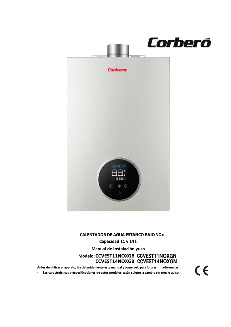 Page 1 de la notice Manuel utilisateur Corbero CCVEST11NOXGB