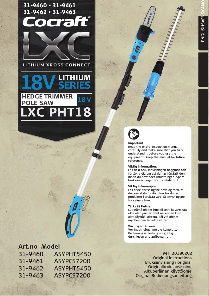 Page 1 de la notice Manuel utilisateur Cocraft LXC PHT18