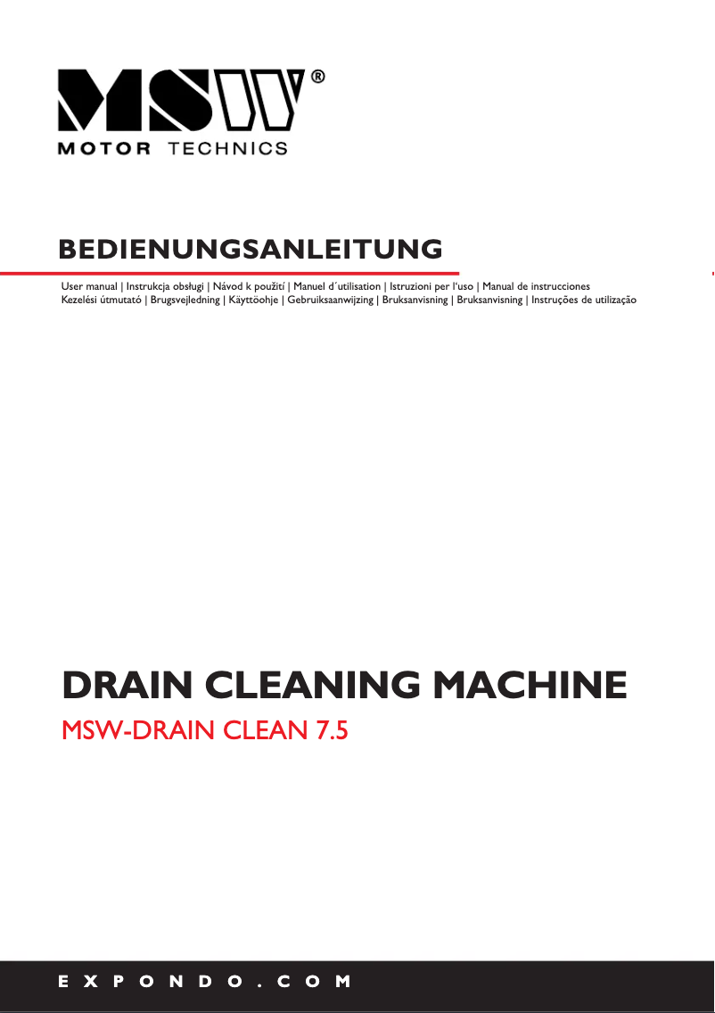 Image de la première page du manuel de l'appareil MSW-DRAIN CLEAN 7.5