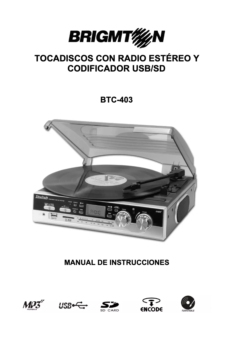 Page 1 de la notice Manuel utilisateur Brigmton BTC-403