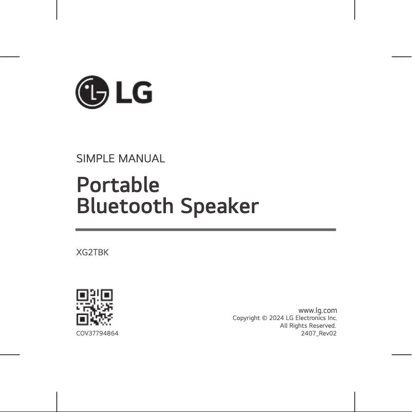 Page n°1 - Manuel utilisateur LG XBOOM Go XG2TBK