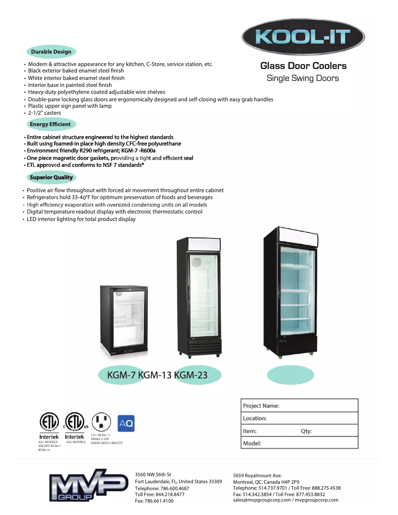 Page 1 de la notice Manuel utilisateur Kool-It KGM-13