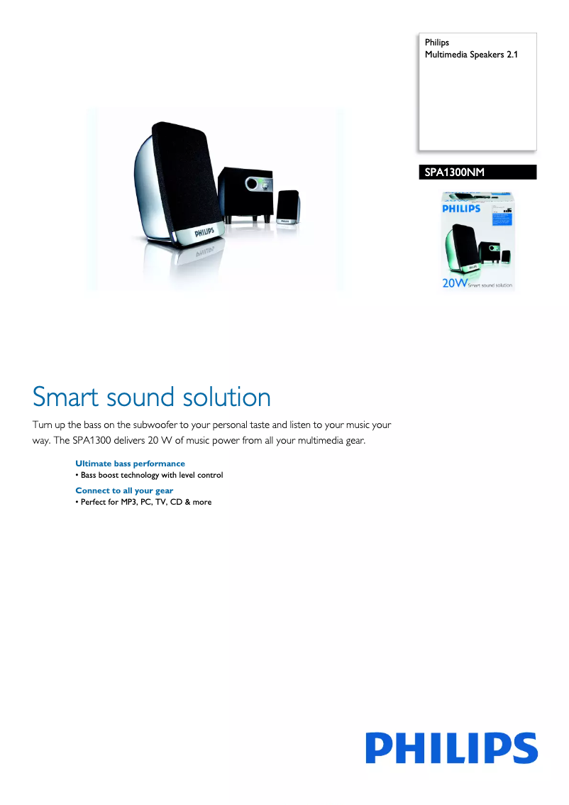 Page 1 de la notice Brochure Philips SPA1300