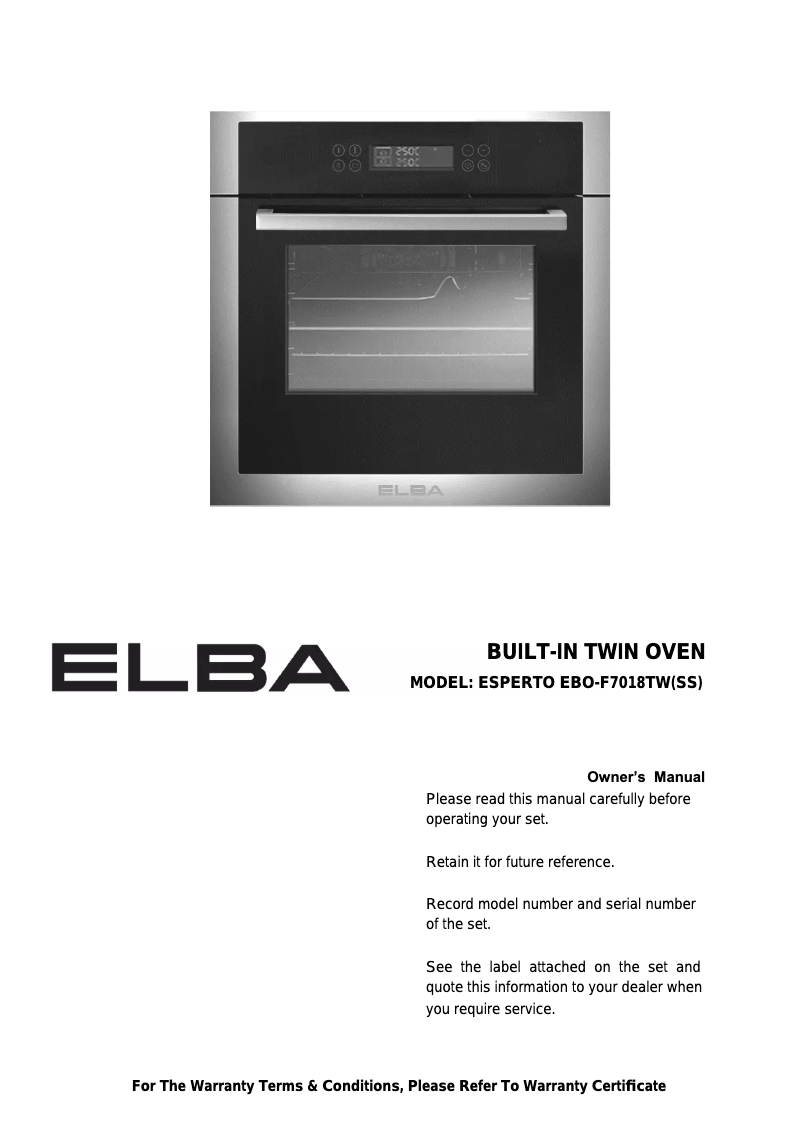 Image de la première page du manuel de l'appareil ESPERTO EBO-F7018TW(SS)