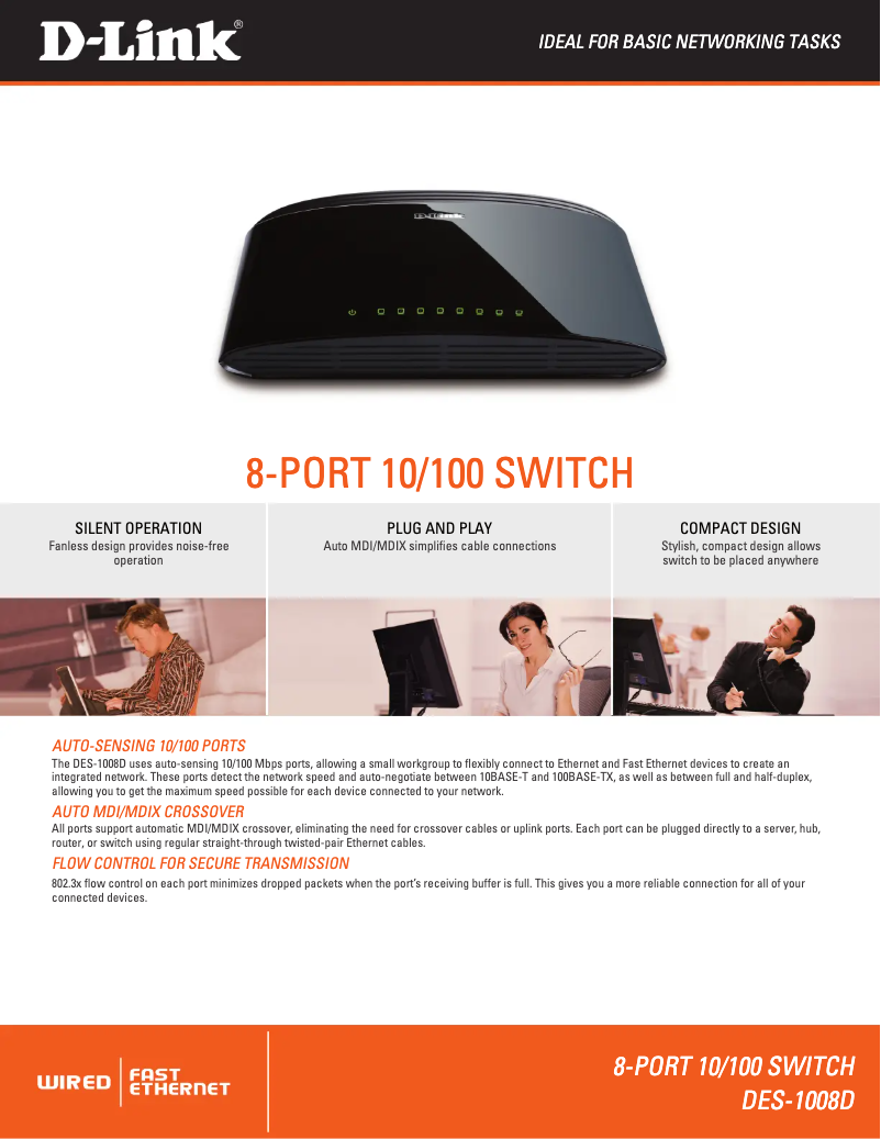 Page n°1 - Fiche technique D-Link DES-1008D