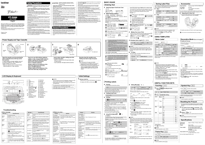 Page 1 de la notice Manuel utilisateur Brother P-Touch PT-D200SN