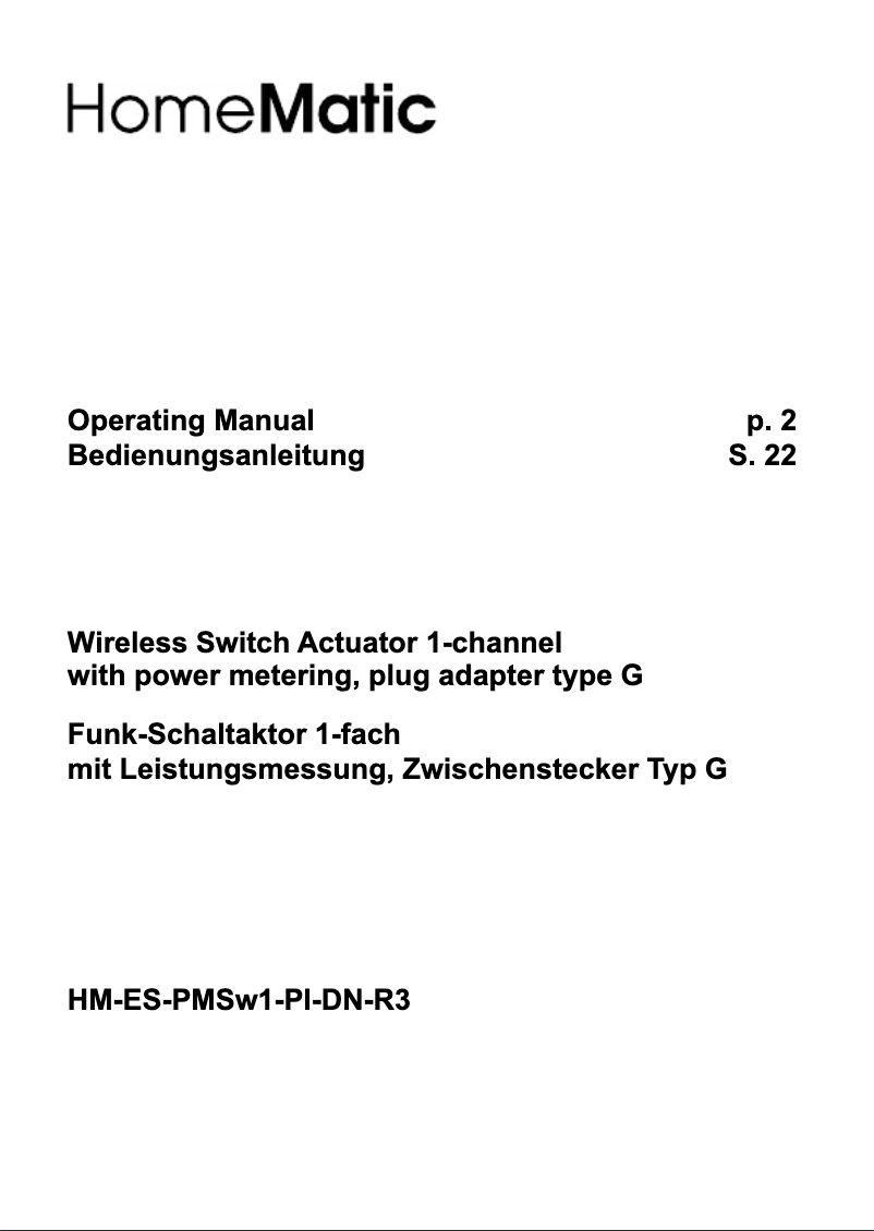Página 1 del manual Manual de usuario eQ-3 eQ-3 AG HM-ES-PMSw1-Pl-DN-R3