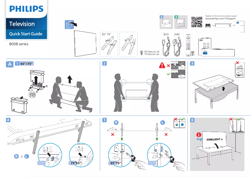 Página 1 del manual Guía de inicio rápido Philips 65PUS8008