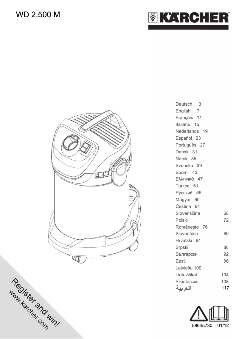 Page 1 de la notice Manuel utilisateur Kärcher WD 2.500 M