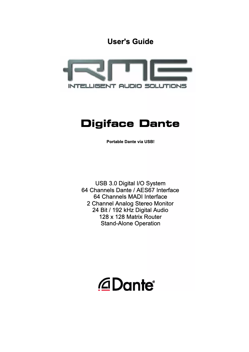 Image de la première page du manuel de l'appareil Digiface Dante