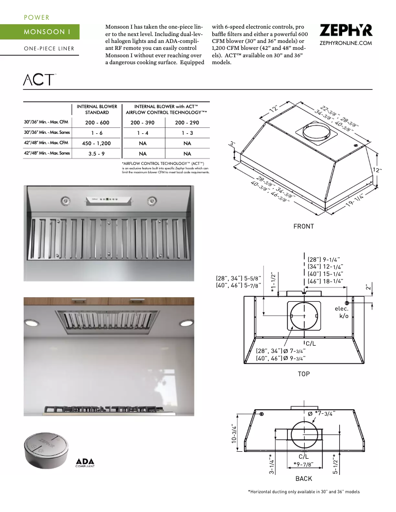 Page 1 de la notice Fiche technique Zephyr AK9228AS
