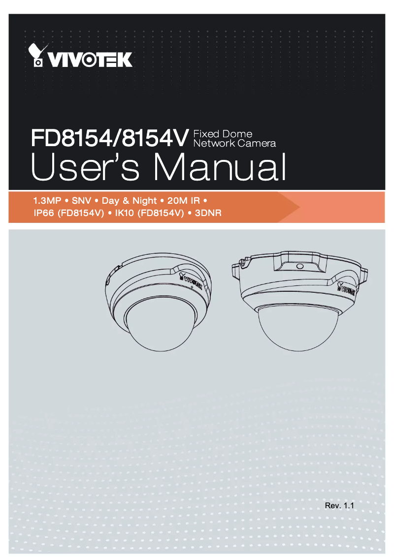 Page 1 de la notice Manuel utilisateur Vivotek FD8154-F4
