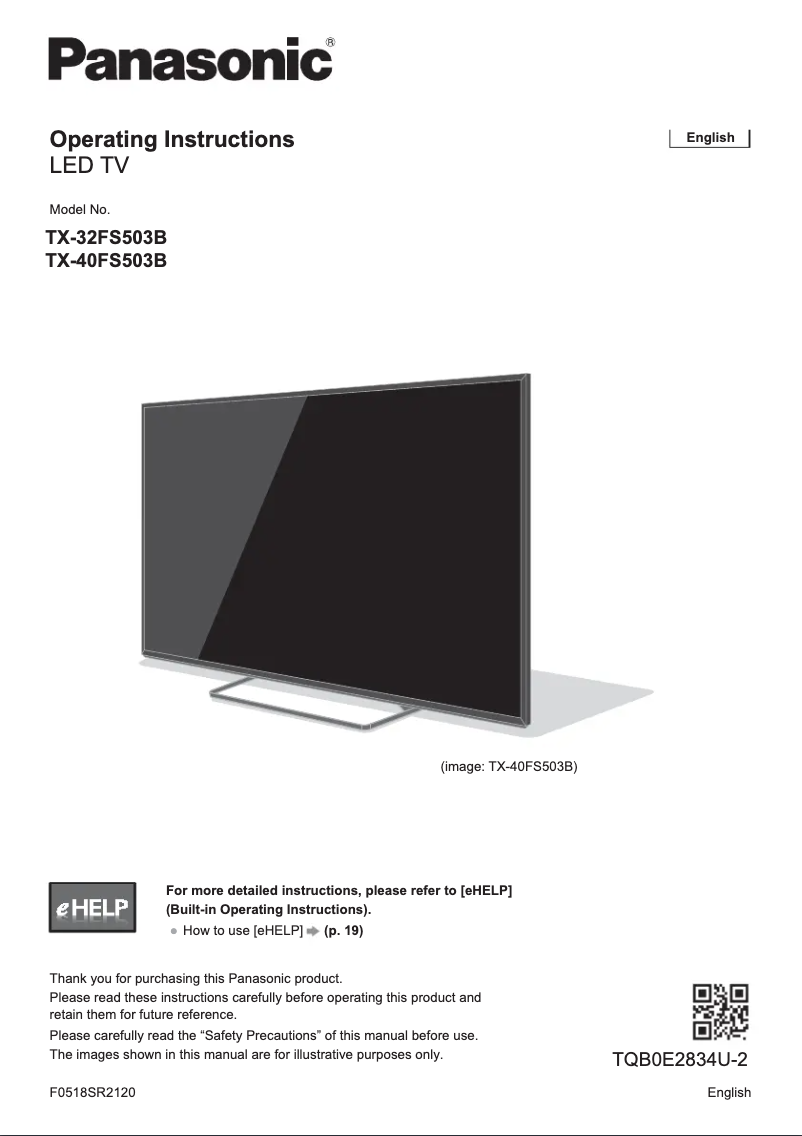 Imagen de la primera página del manual del dispositivo TX-32FS503B