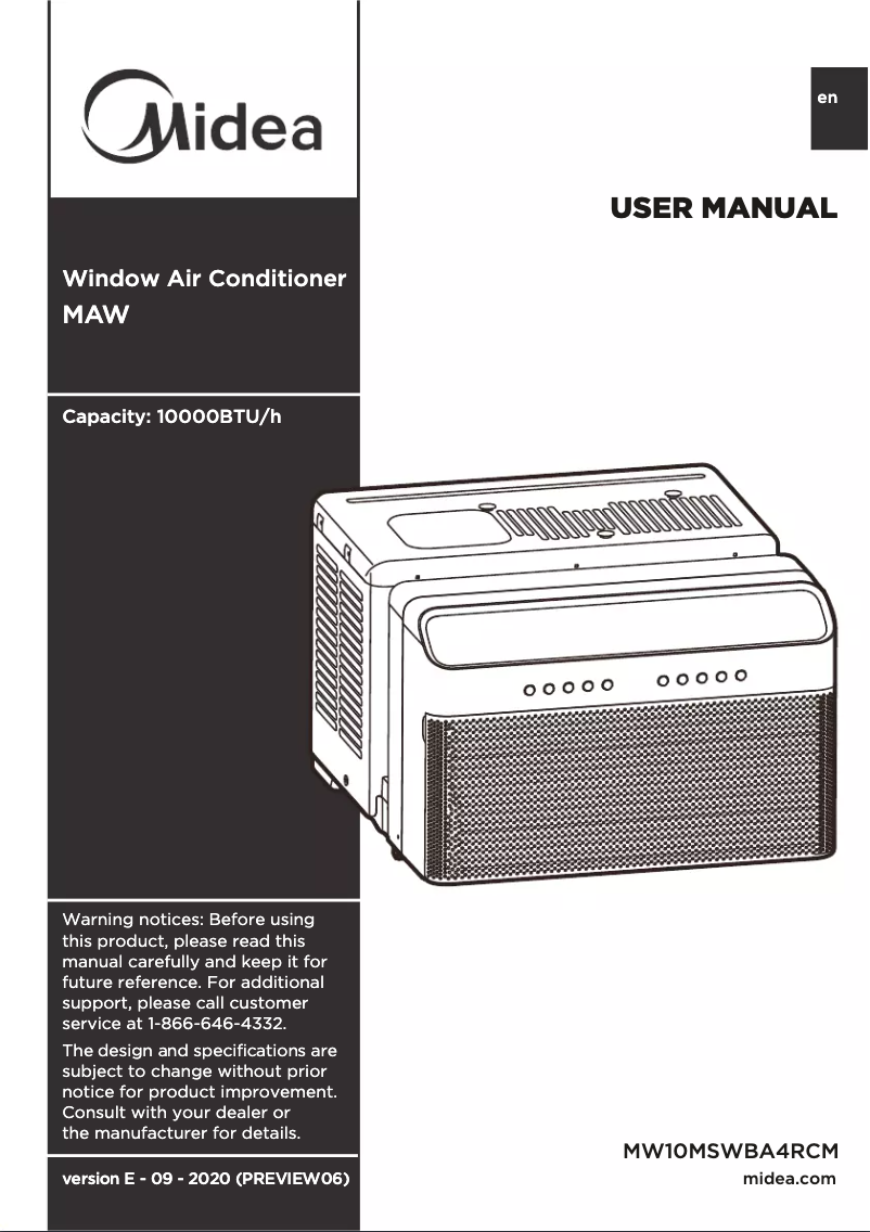 Página 1 del manual Manual de usuario Midea MW10MSWBA4RCM