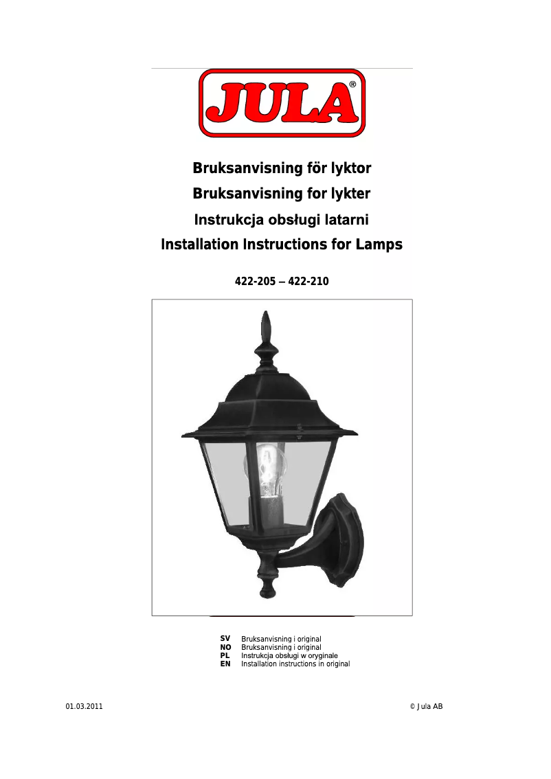 Page n°1 - Manuel utilisateur Anslut 422-208