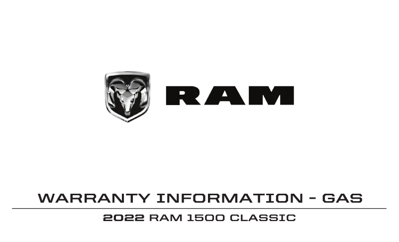 Page 1 de la notice Informations de garantie RAM 1500 Classic (2022)