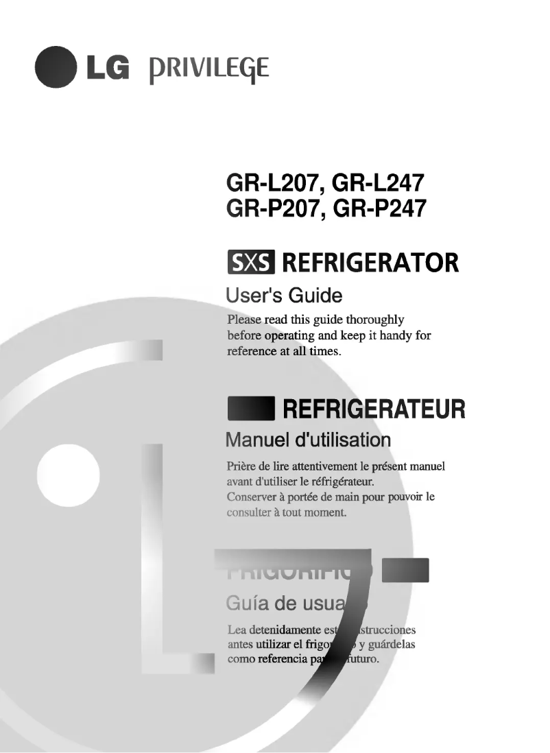 Page 1 de la notice Manuel utilisateur LG GR-L207