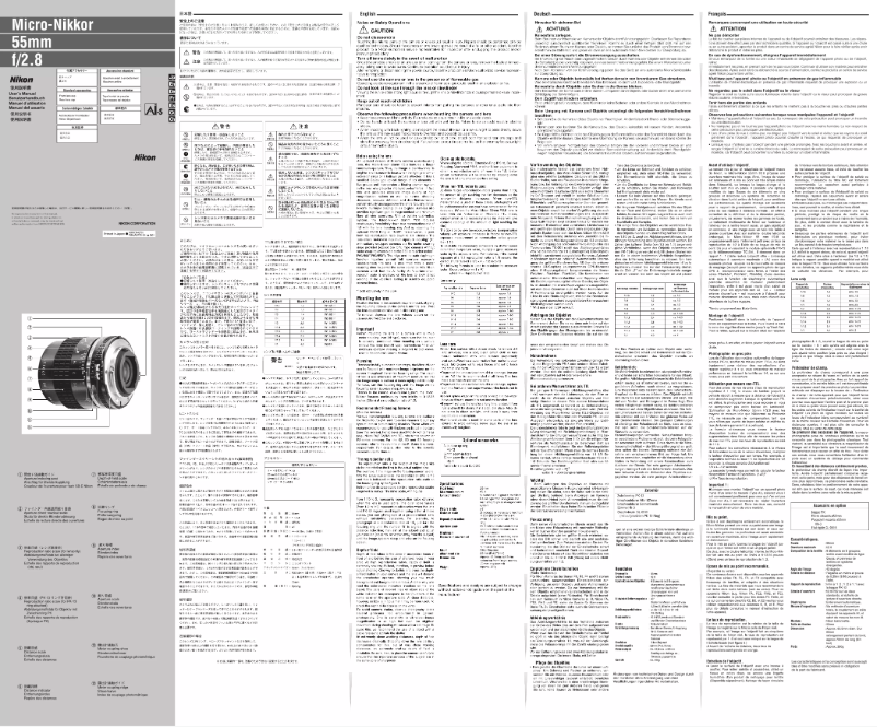 Image de la première page du manuel de l'appareil Nikkor Micro-Nikkor 55mm f/2.8