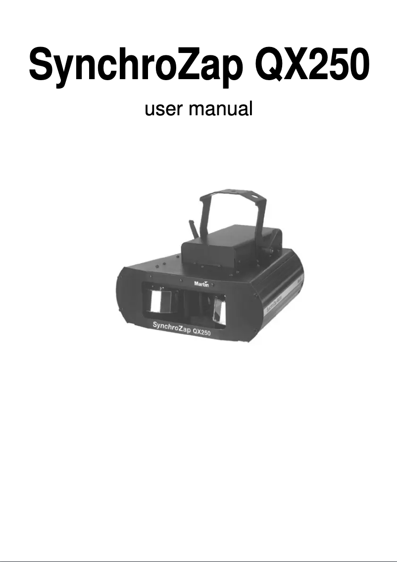 Page n°1 - Manuel utilisateur Martin SynchroZap QX250