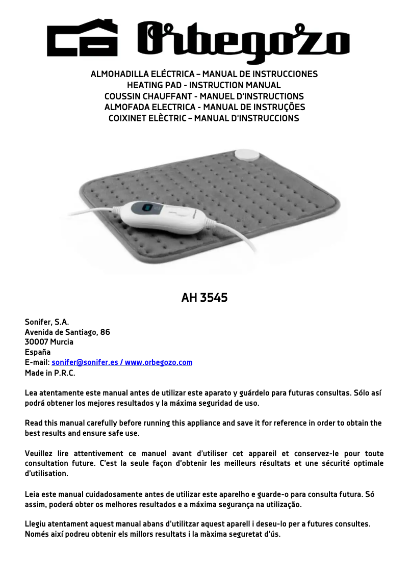 Page n°1 - Manuel utilisateur Orbegozo AH 3545