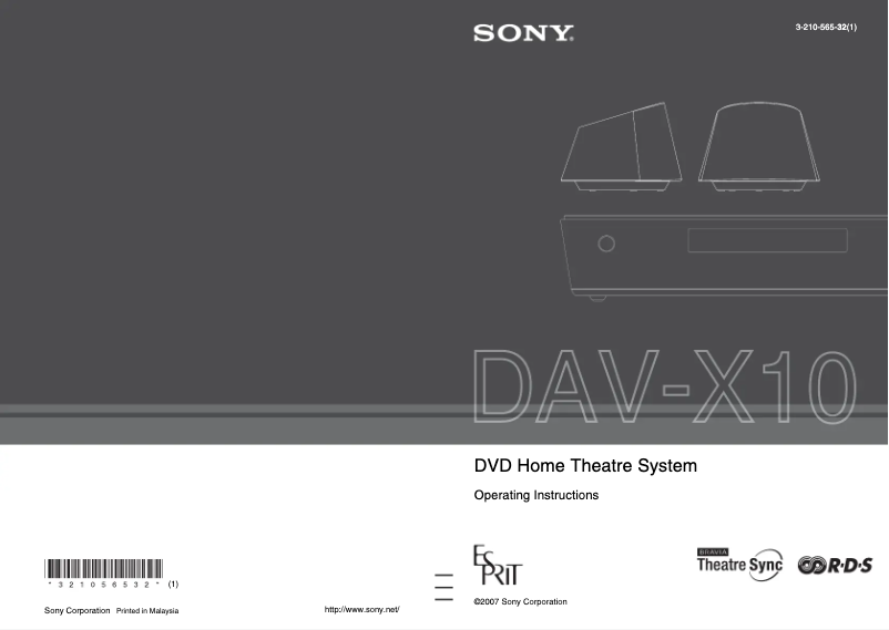 Page 1 de la notice Manuel utilisateur Sony DAV-X10G