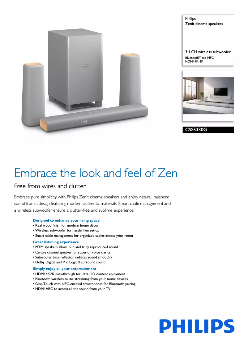 Page 1 de la notice Brochure Philips Zenit Heimkino CSS5330G
