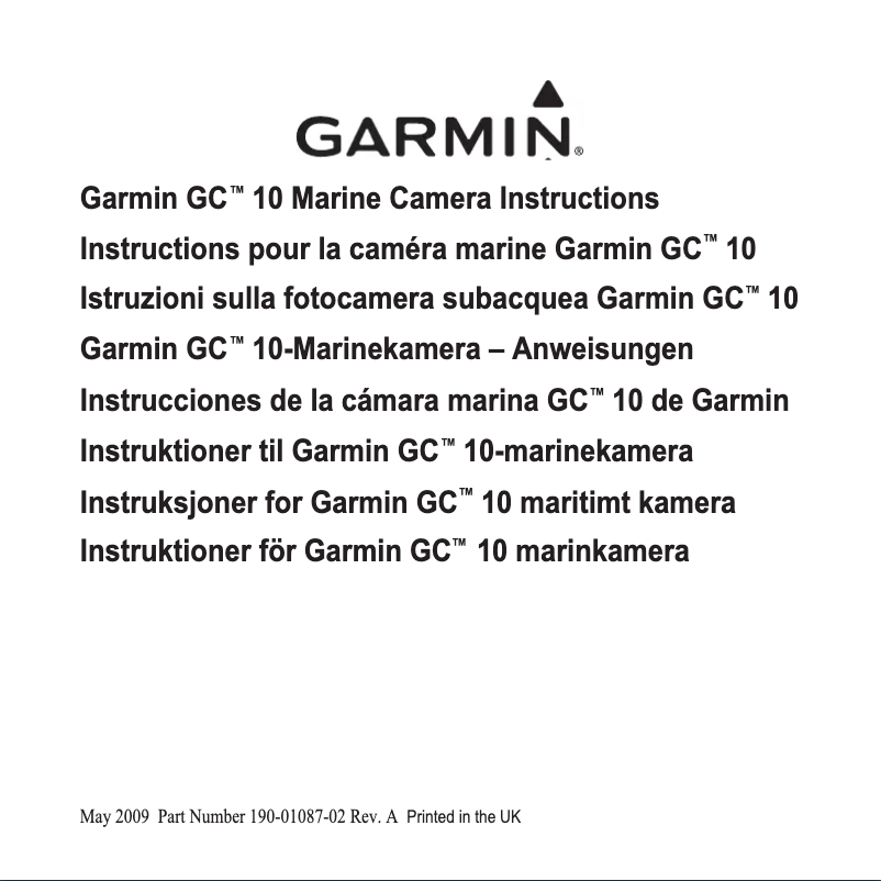 Page n°1 - Manuel utilisateur Garmin GC 10