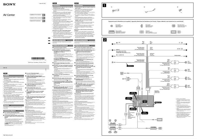 Page n°1 - Guide d'installation Sony XAV-65