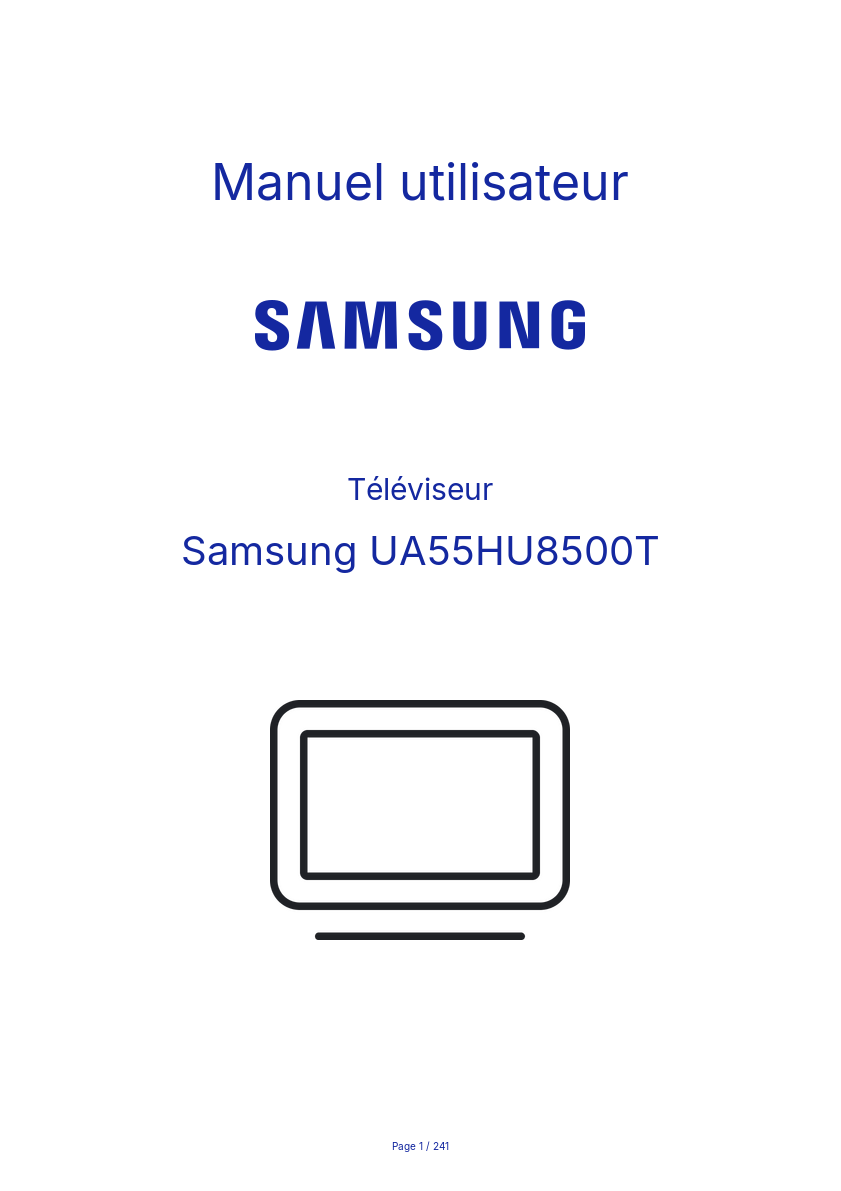 Page 1 de la notice Manuel utilisateur Samsung UA55HU8500T