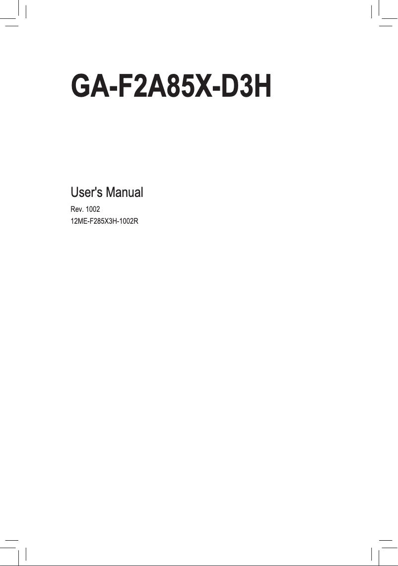 Page n°1 - Manuel utilisateur Gigabyte GA-F2A85X-D3H