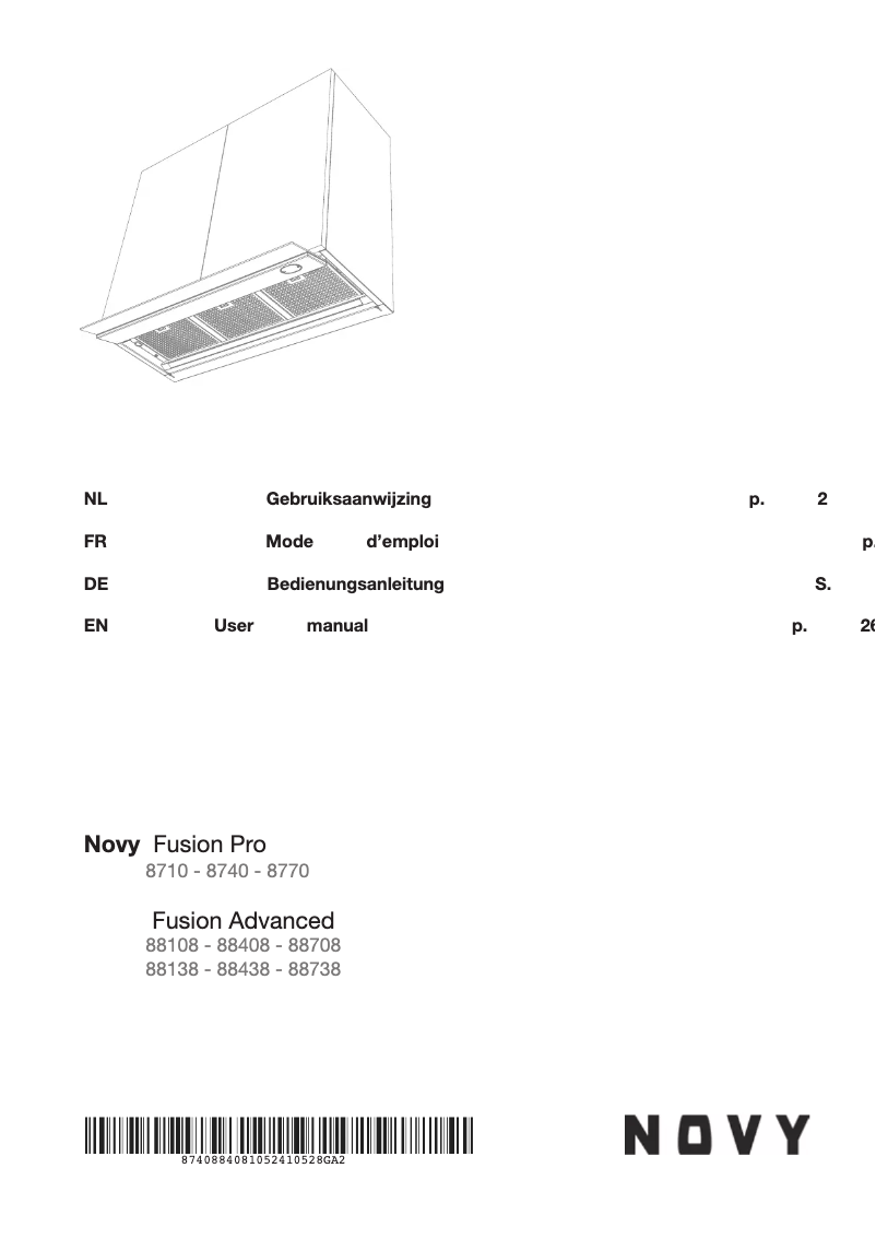 Page n°1 - Manuel utilisateur Novy Fusion Pro 8711