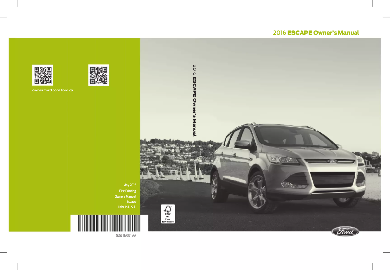 Page n°1 - Manuel utilisateur Ford Escape (2016)