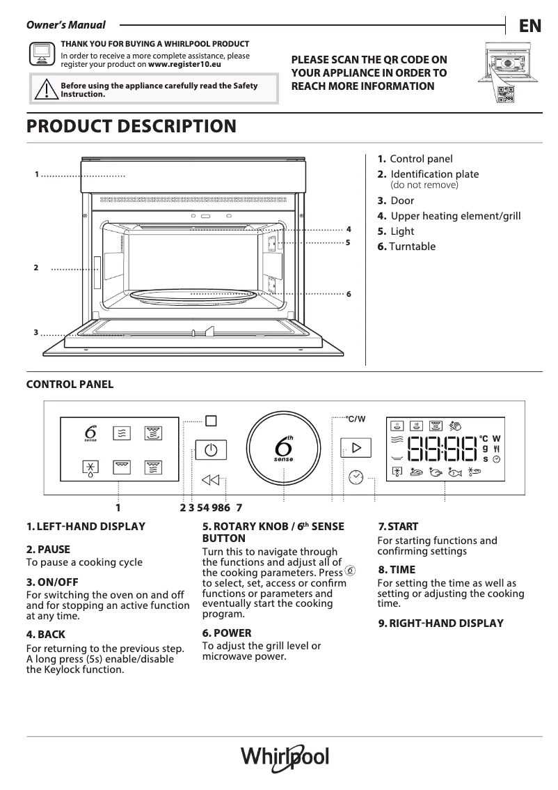 Page 1 de la notice Manuel utilisateur Whirlpool WMW54HMB