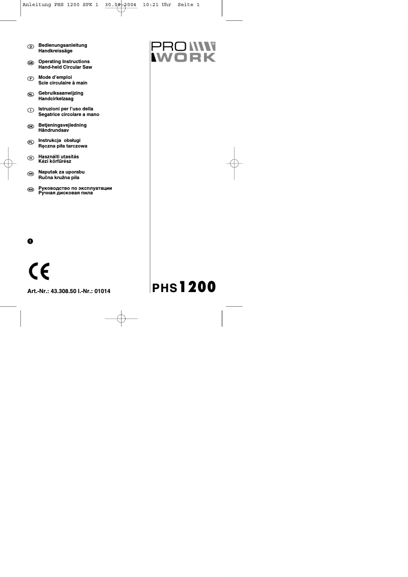 Image de la première page du manuel de l'appareil PHS 1200/1