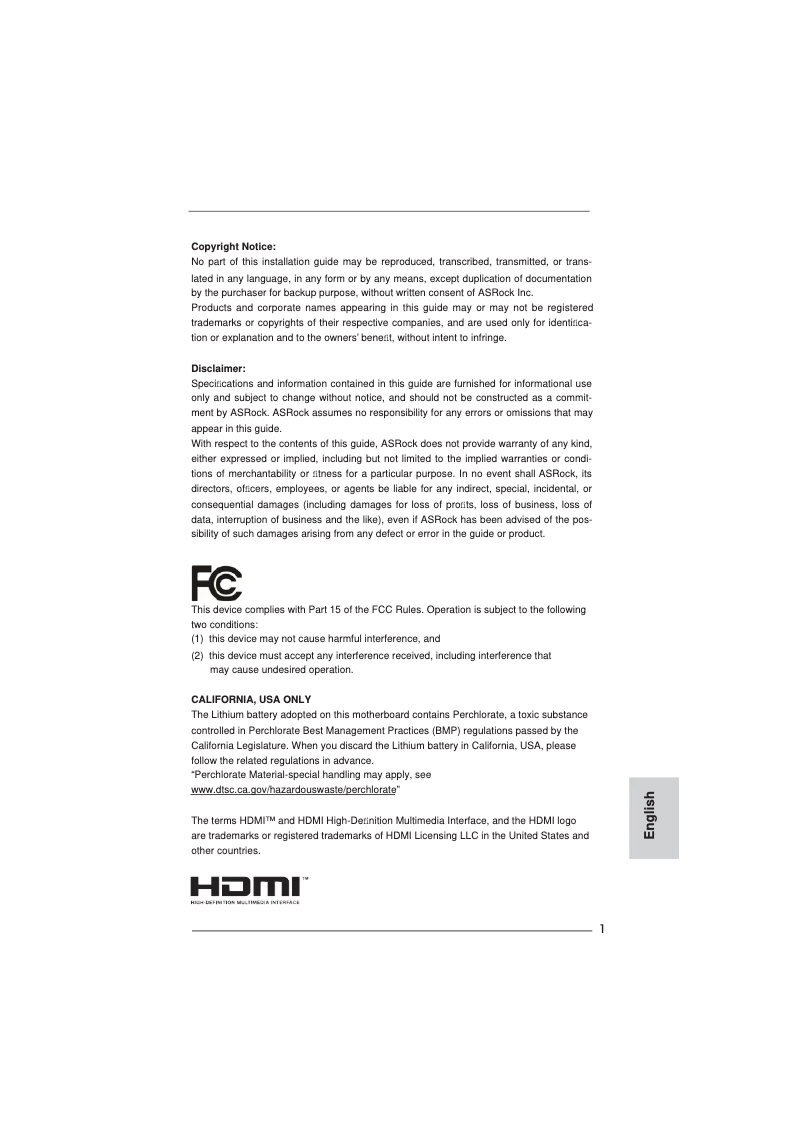 Page 1 of the manual User Manual Asrock 880G Pro3