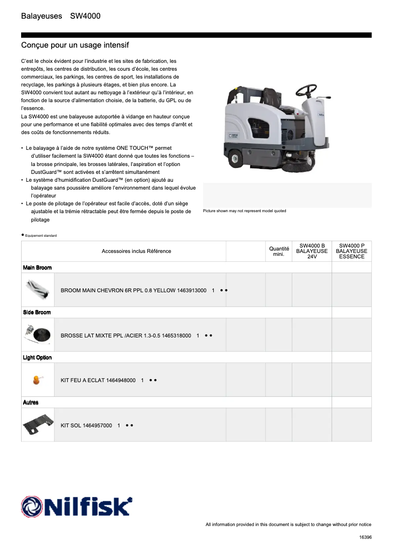Page n°1 - Fiche technique Nilfisk SW4000