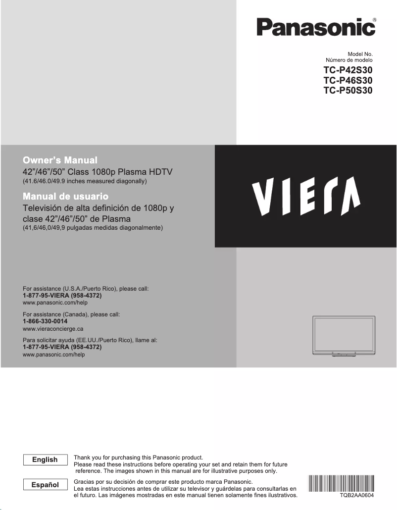 Image de la première page du manuel de l'appareil Viera TC-P42S30