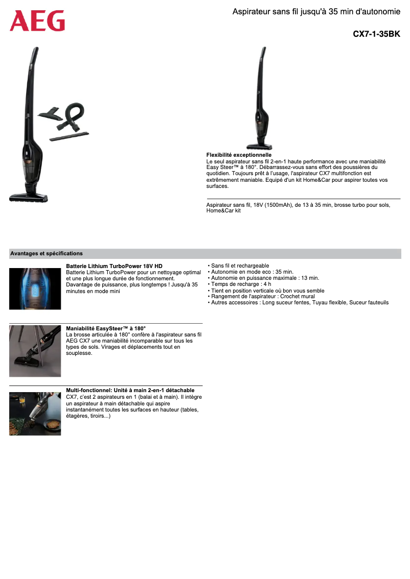 Page n°1 - Manuel utilisateur AEG CX7-1-35BK