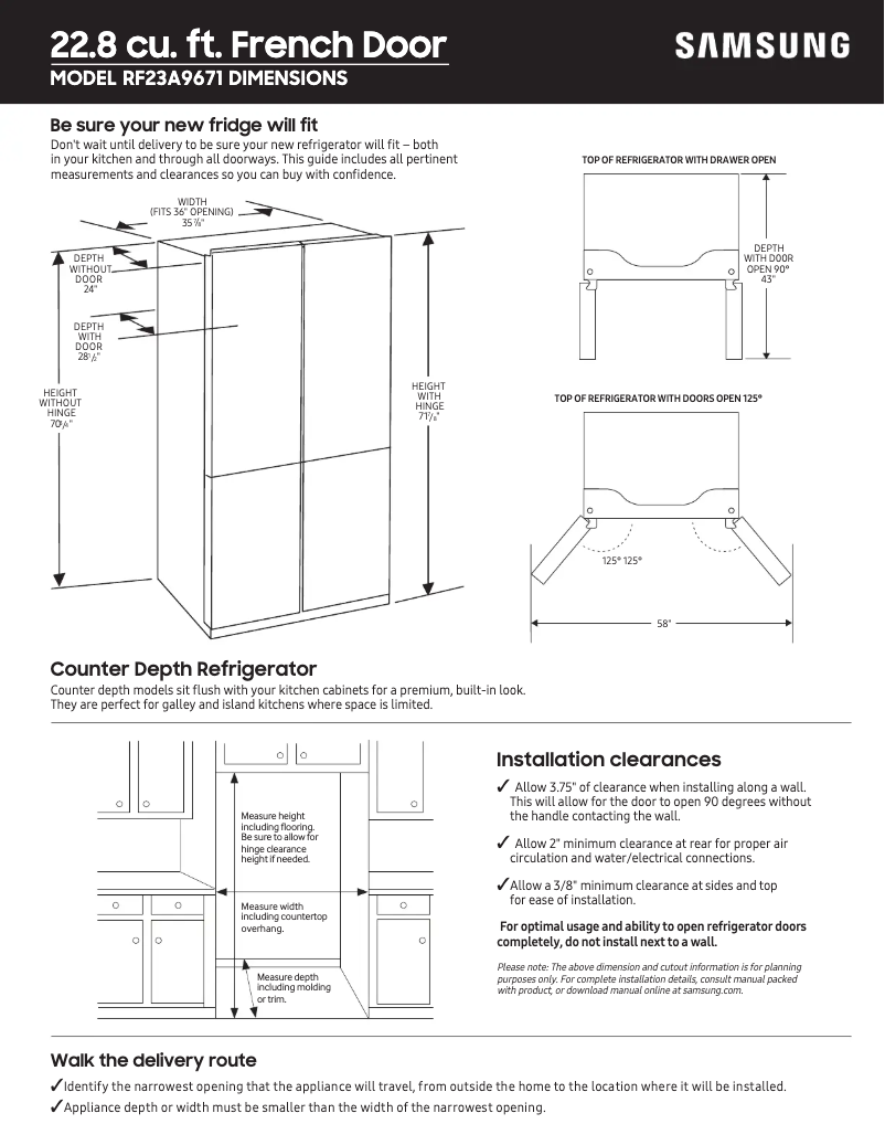 Image de la première page du manuel de l'appareil RF23A9671SR