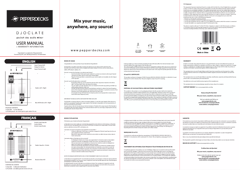 Image de la première page du manuel de l'appareil DJOCLATE