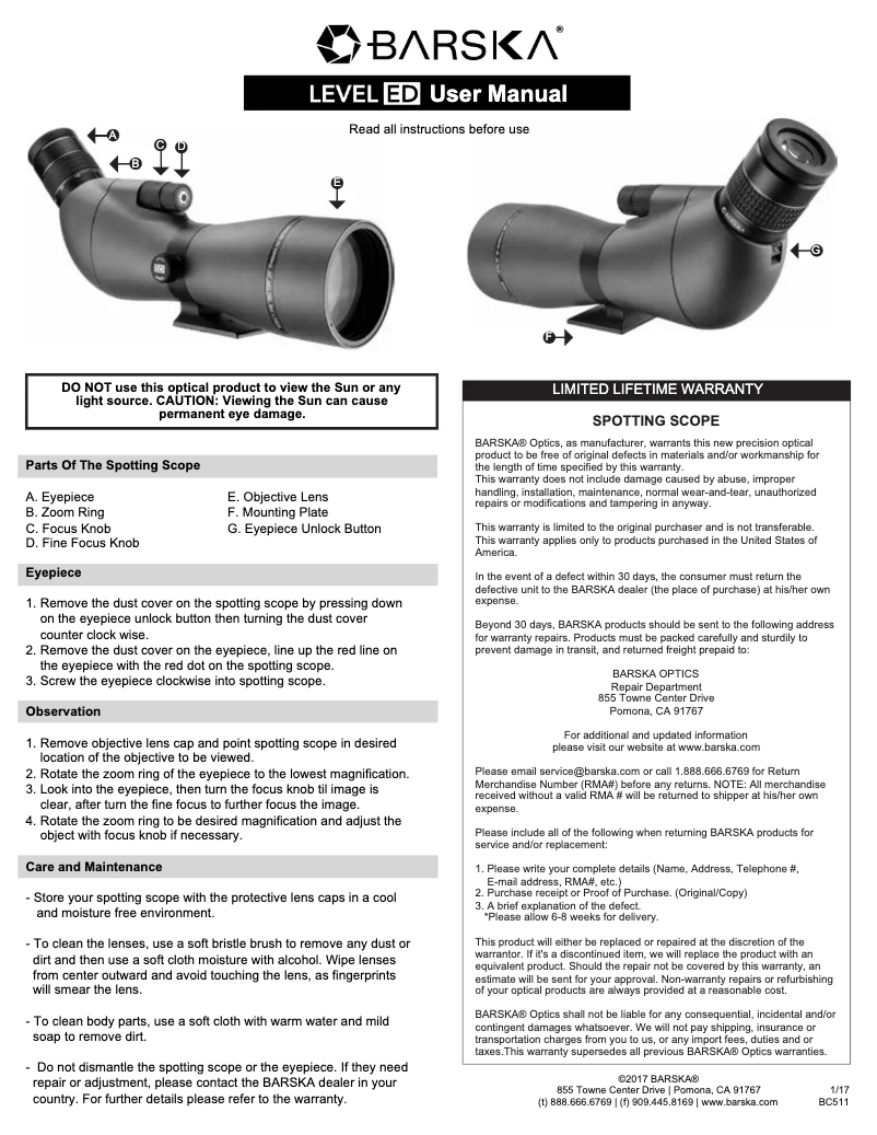 Página 1 del manual Manual de usuario Barska AB12804