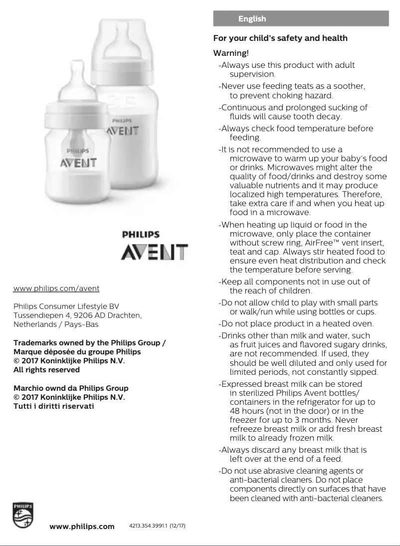 First page image of the manual for Avent SCF813