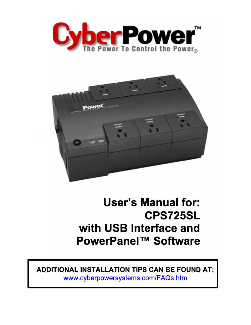 Image de la première page du manuel de l'appareil CPS725SL